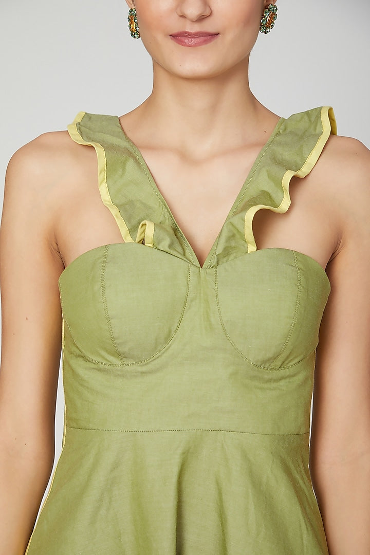 Moss Green Halter Neck Dress