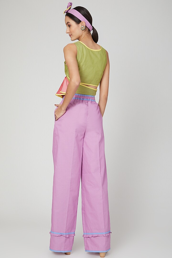 Moss Green & Rose Pink Crop Top