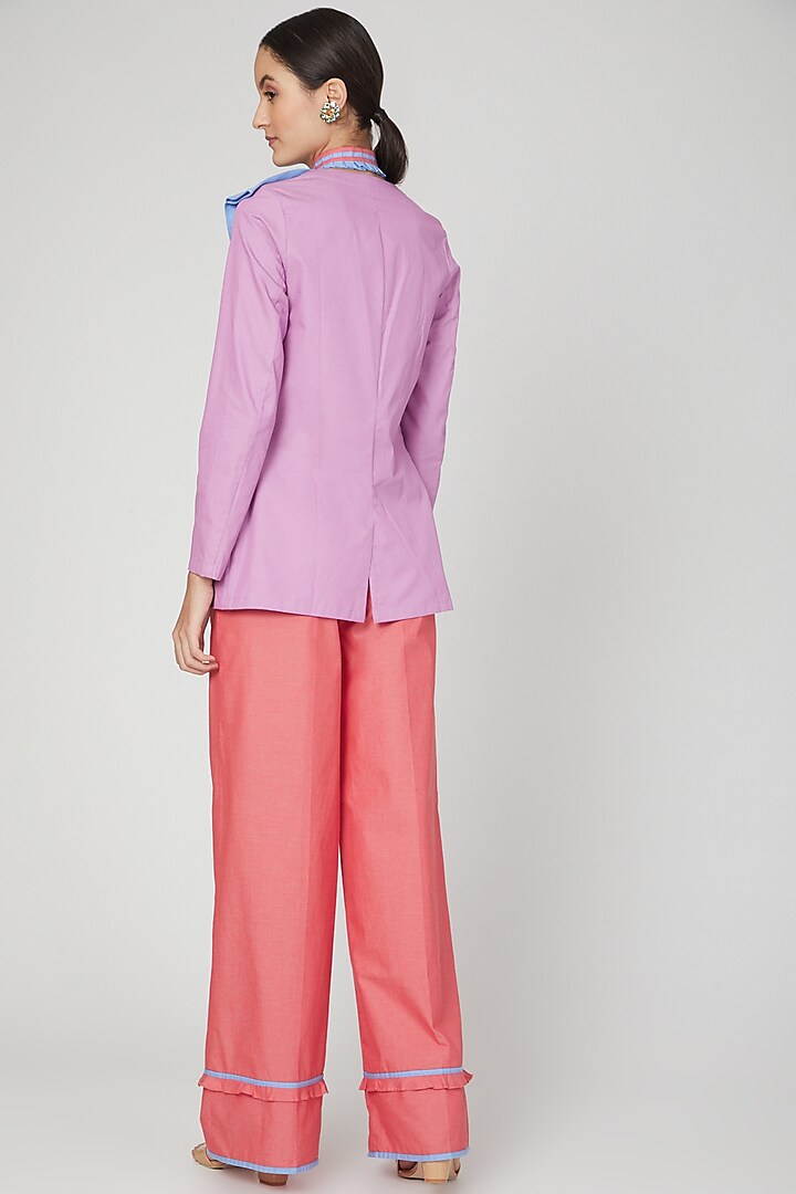 Rose Pink Mid Waist Flared Pants