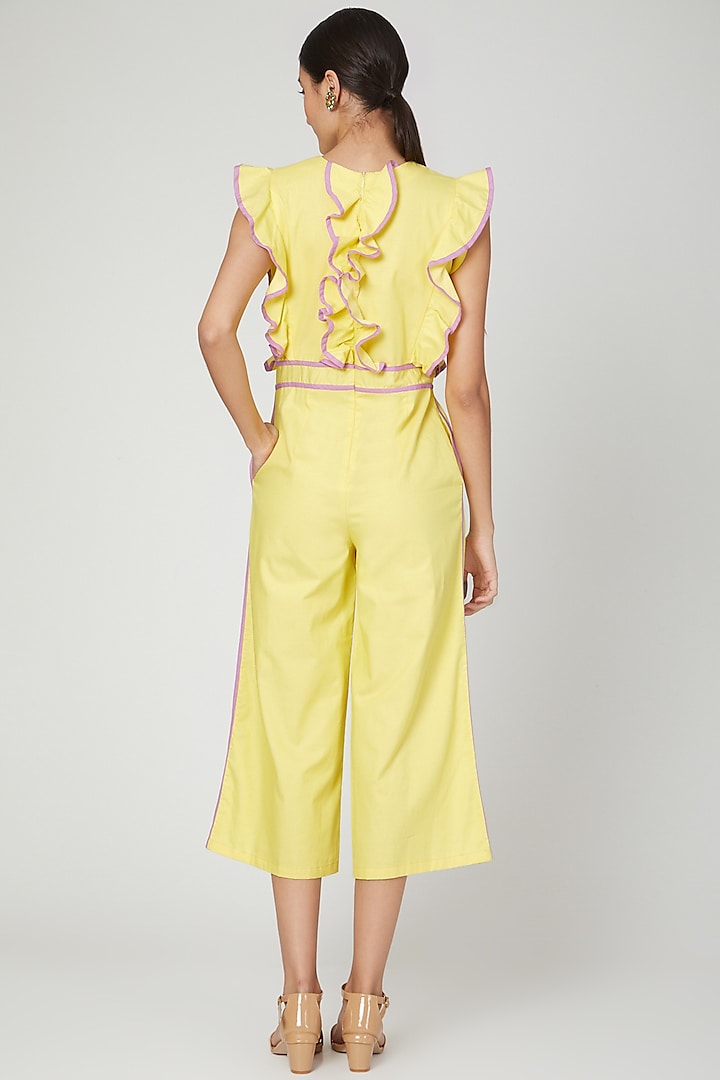 Yellow Jumpsuit With Ruffled Detailing