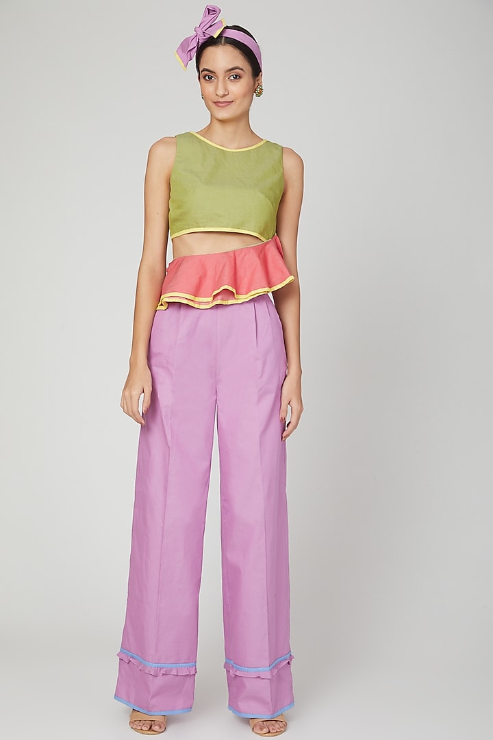 Lilac Mid Waist Flared Pants