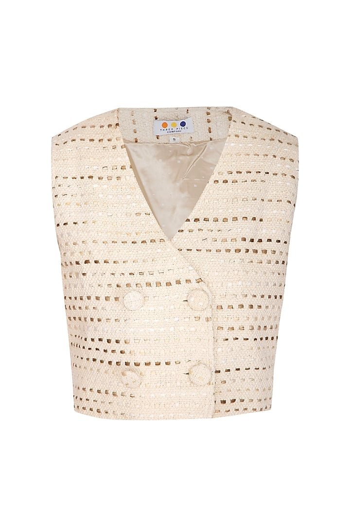 Womens Off White Waistcoat
