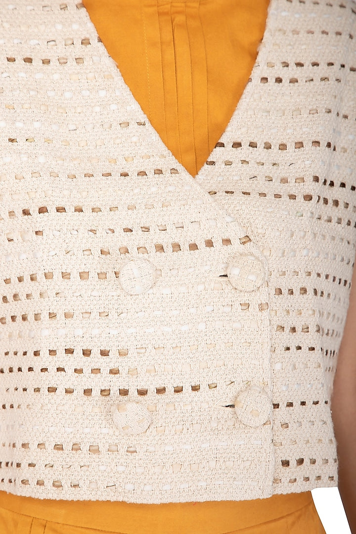 Womens Off White Waistcoat