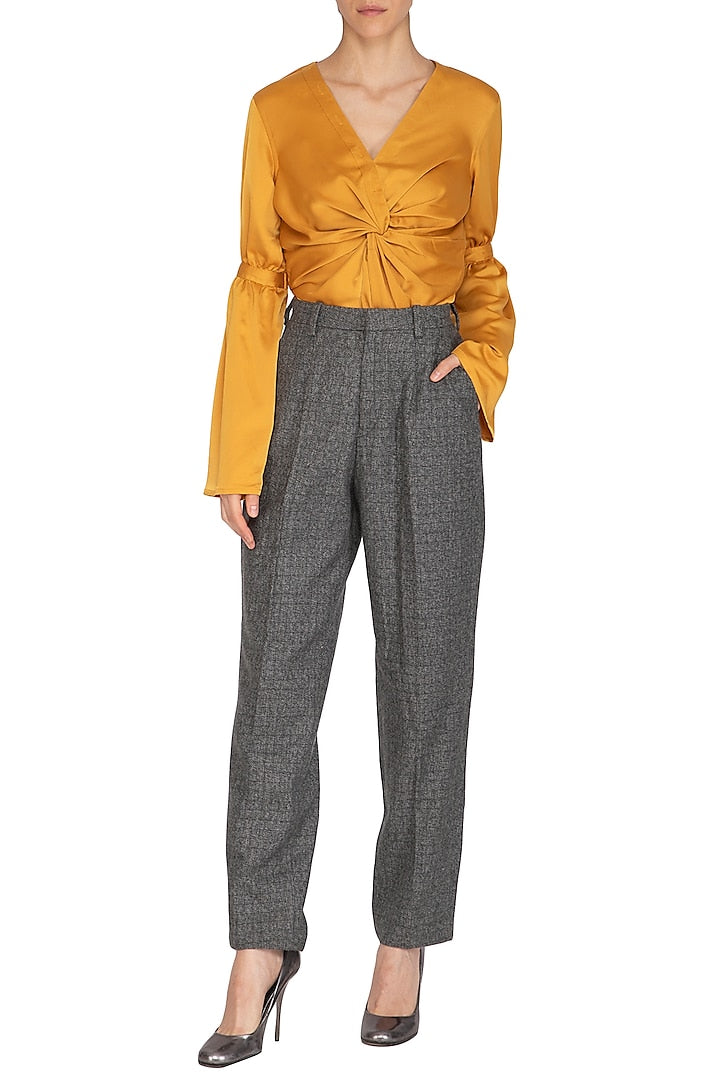 Slate Grey Mid-Waist Trouser Pants