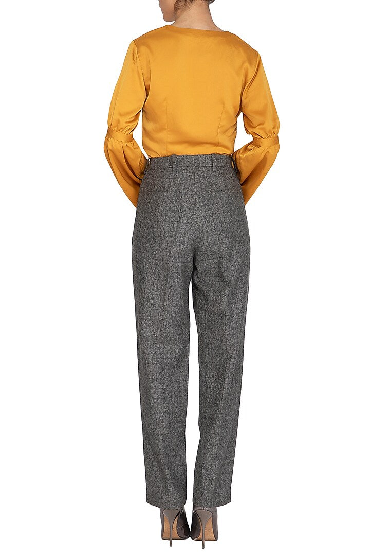 Slate Grey Mid-Waist Trouser Pants