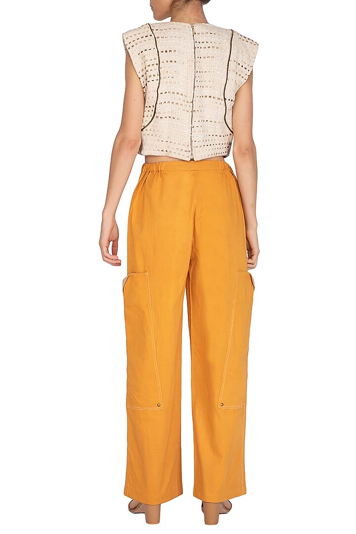 Ochre Pants With Exaggerated Pockets