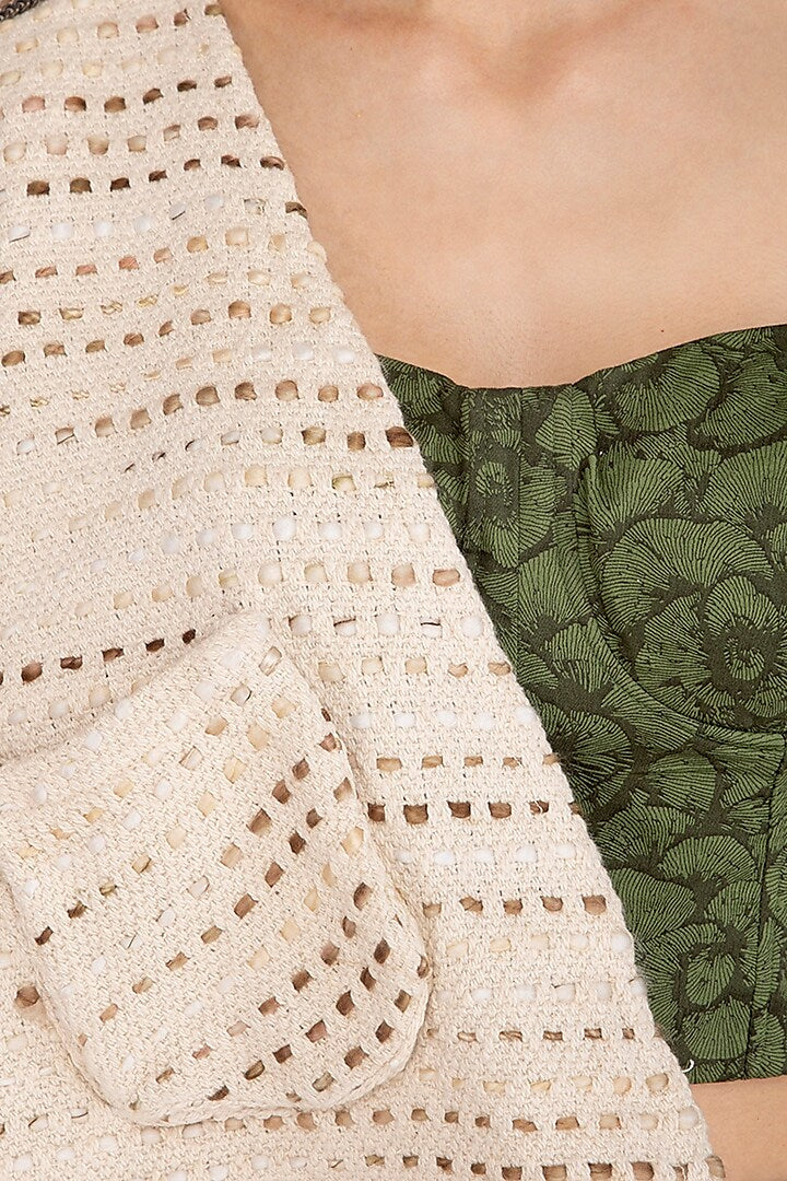 Olive Green Printed Corset Top With Cape