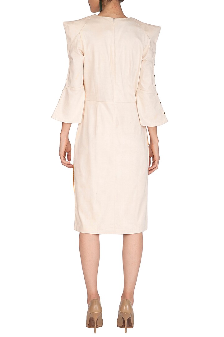 Ecru Dress With Sharp Shoulders