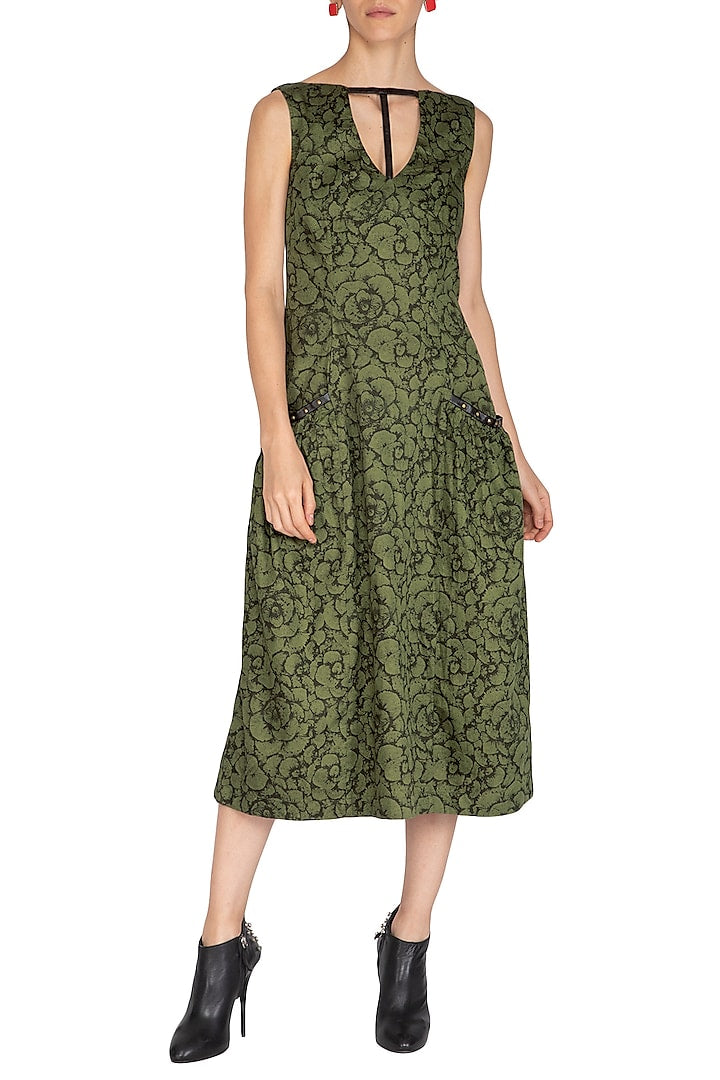 Olive Green Digital Printed Dress