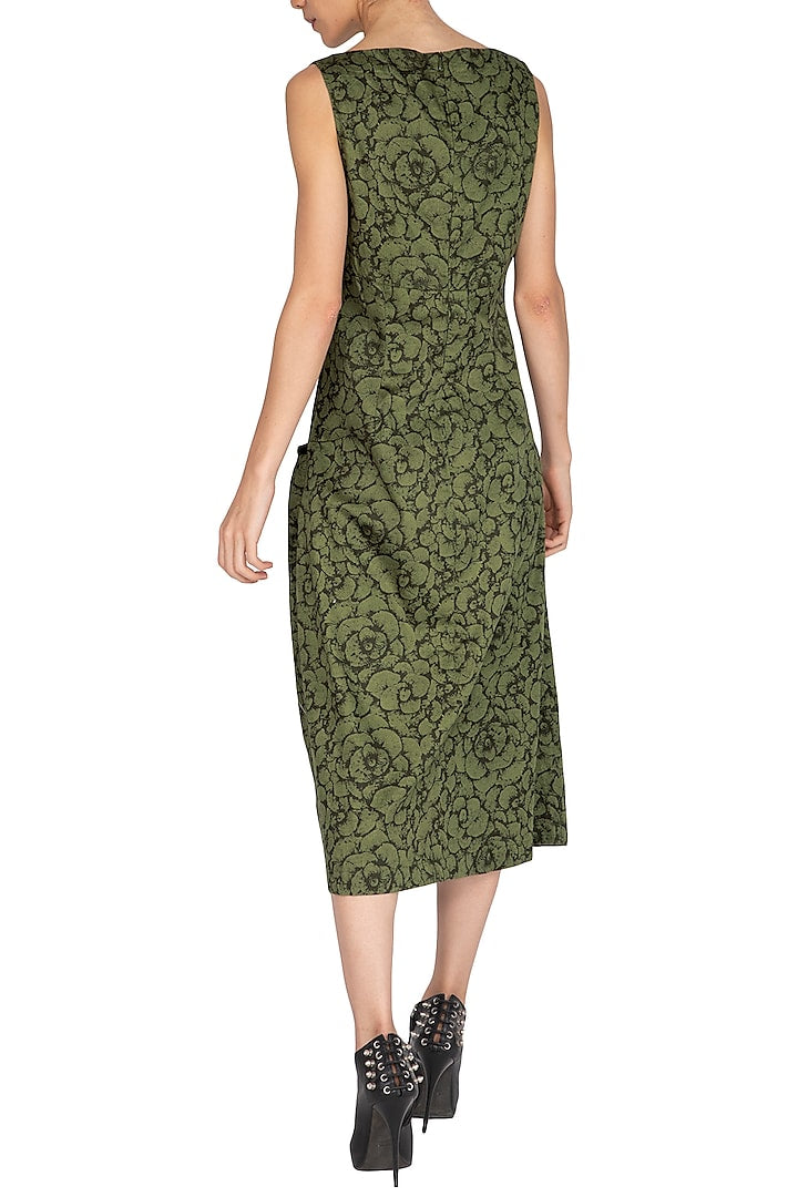 Olive Green Digital Printed Dress