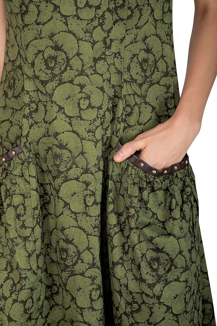 Olive Green Digital Printed Dress