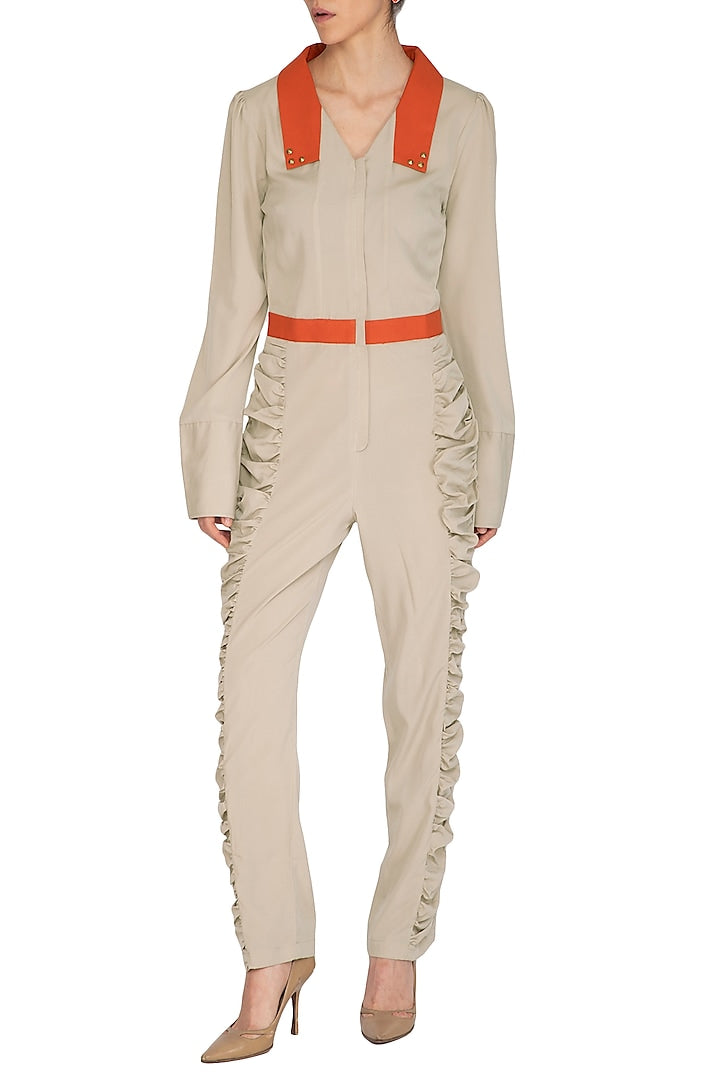 Ash Grey Gathered Jumpsuit