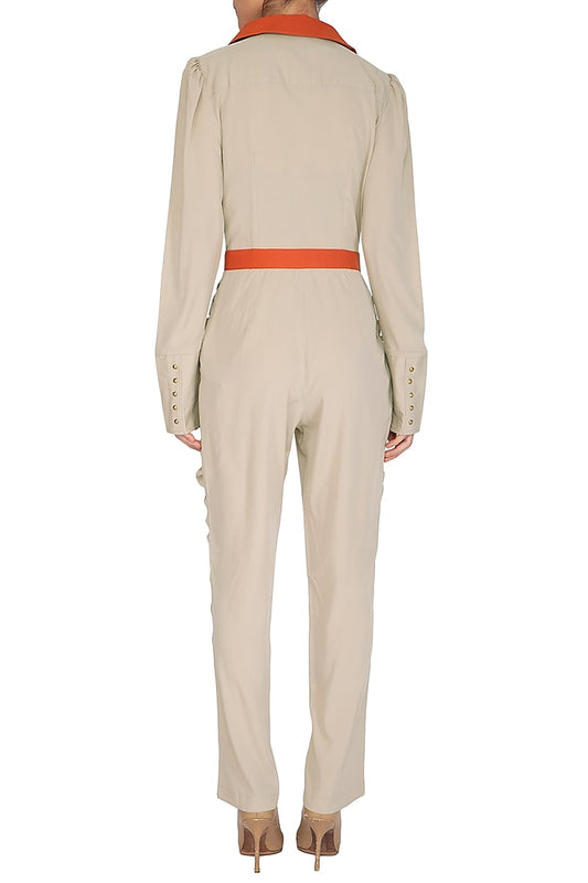 Ash Grey Gathered Jumpsuit