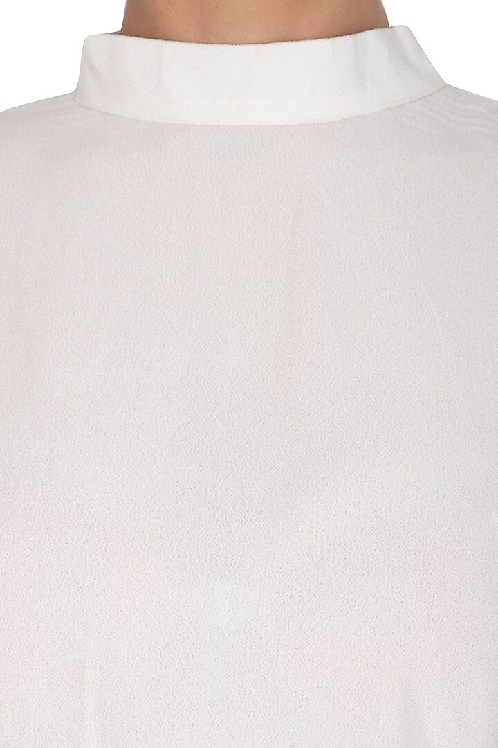 White Band Collared Crop Top