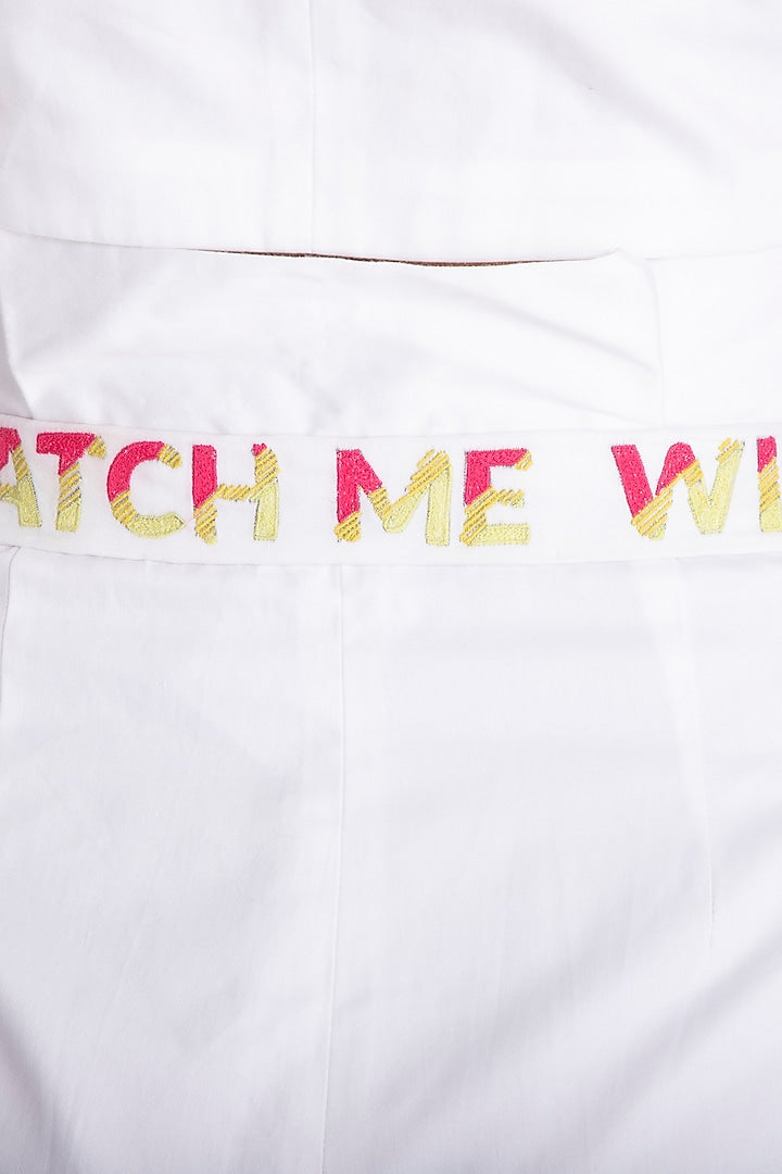 White Embroidered Shorts