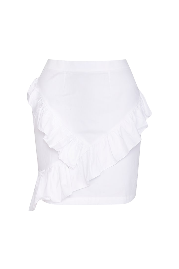 White Mid-Waist Cotton Skirt