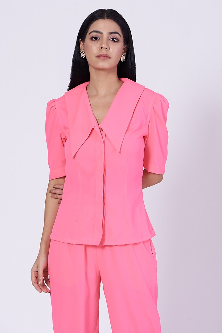 Pink Poly Crepe Shirt