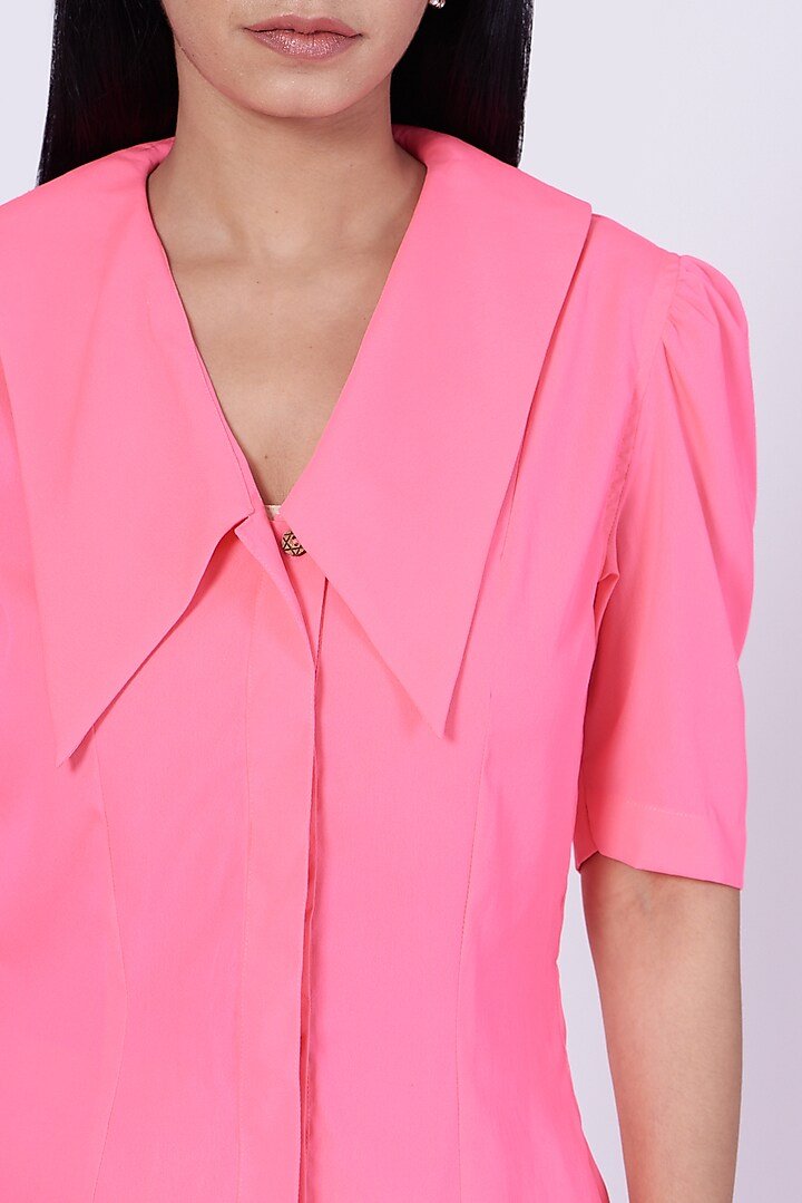 Pink Poly Crepe Shirt