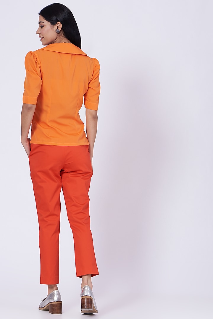 Orange Poly Crepe Shirt
