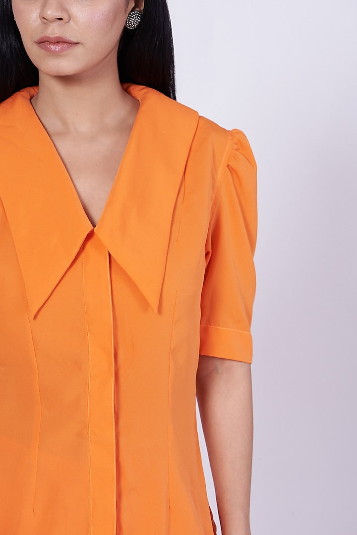 Orange Poly Crepe Shirt