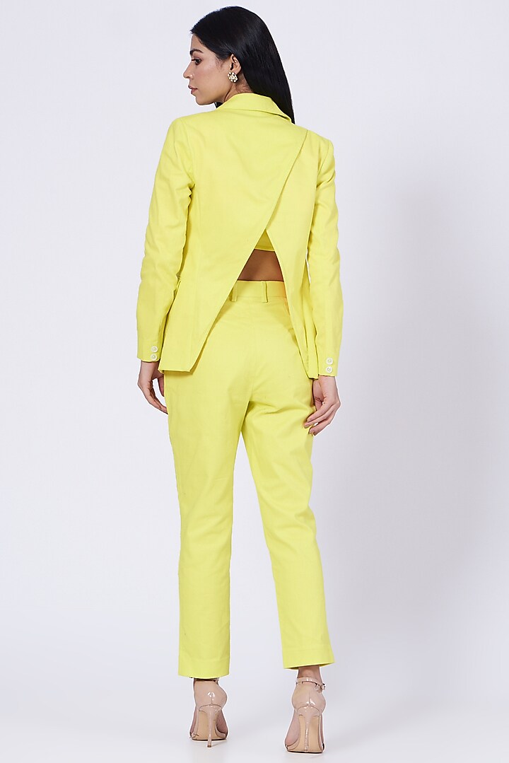 Yellow Cotton Twill Lycra Blazer