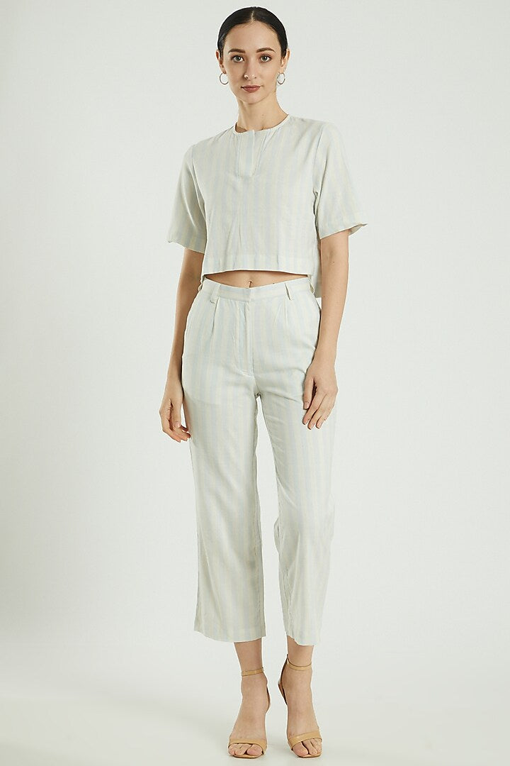 Linen Striped Crop Top