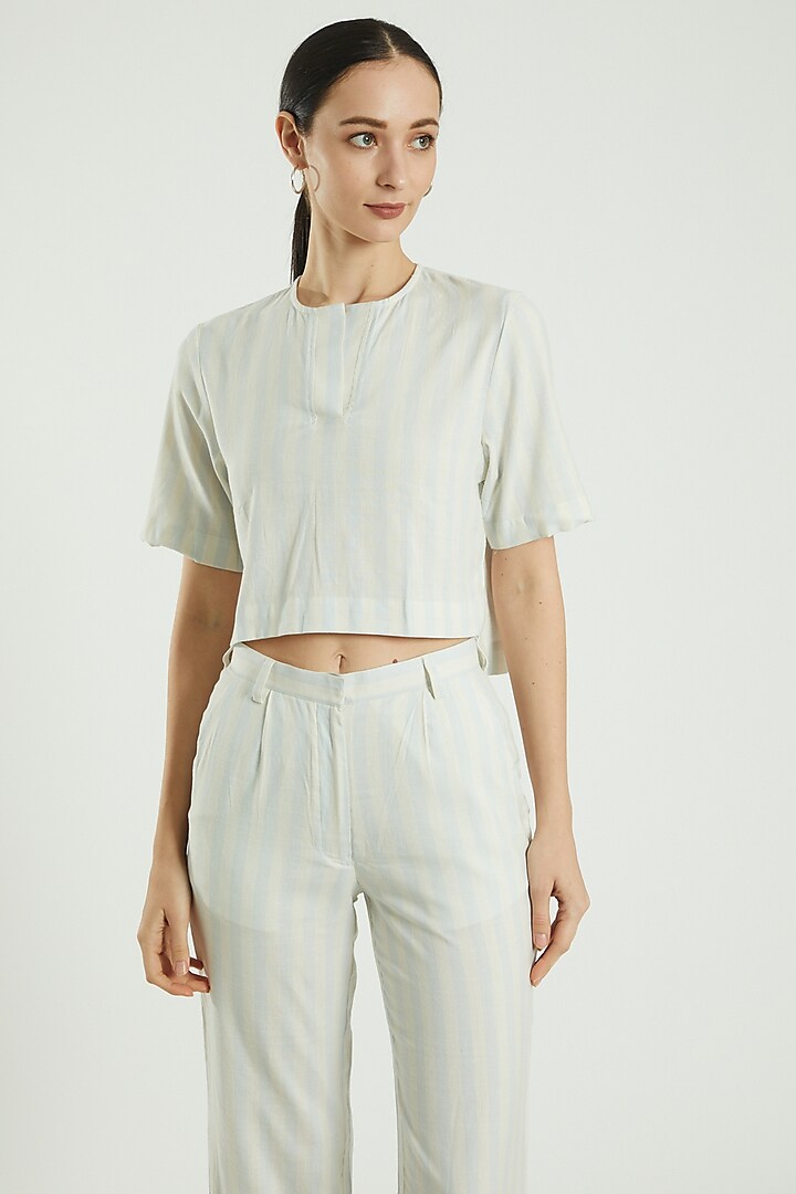 Linen Striped Crop Top