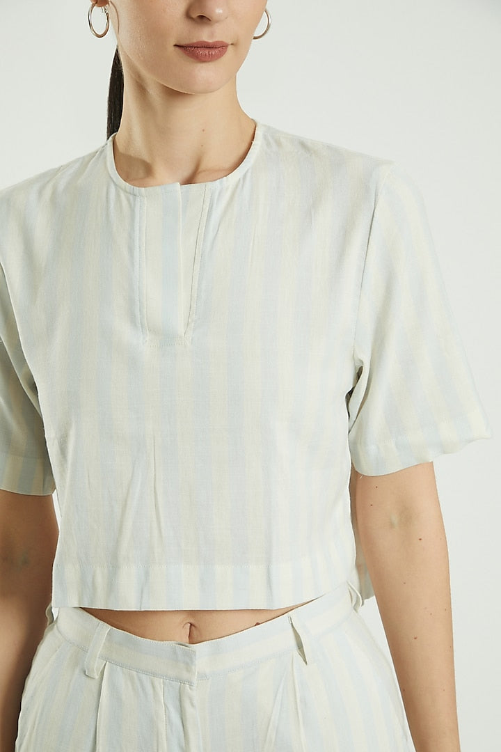 Linen Striped Crop Top
