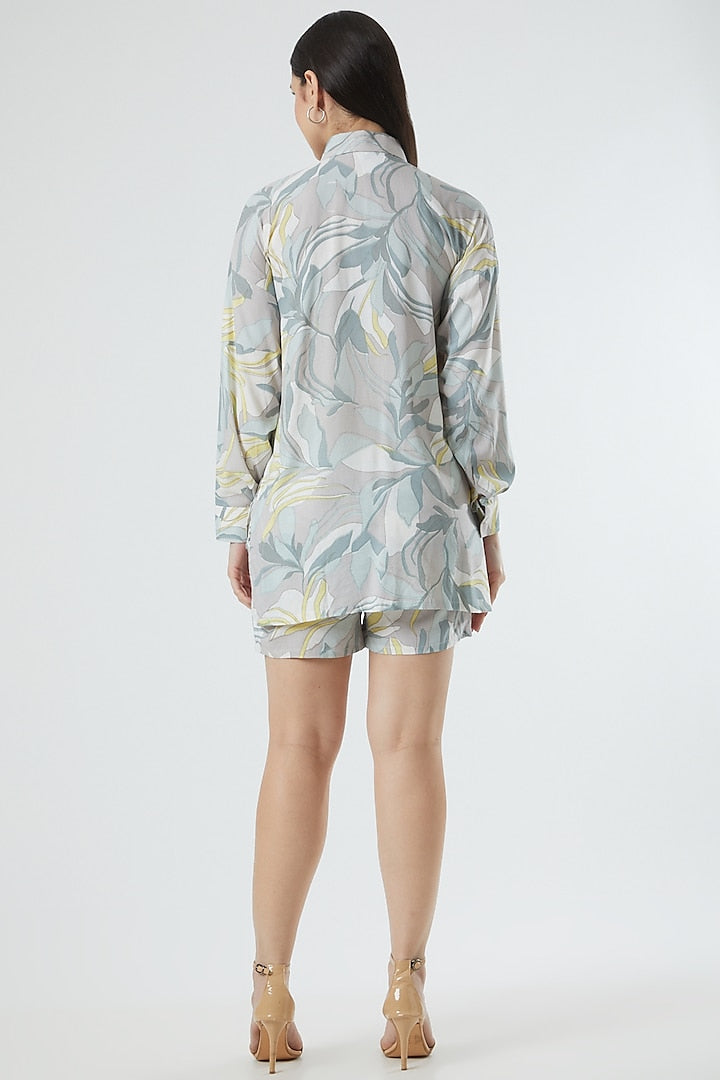 Grey Floral Printed Shorts