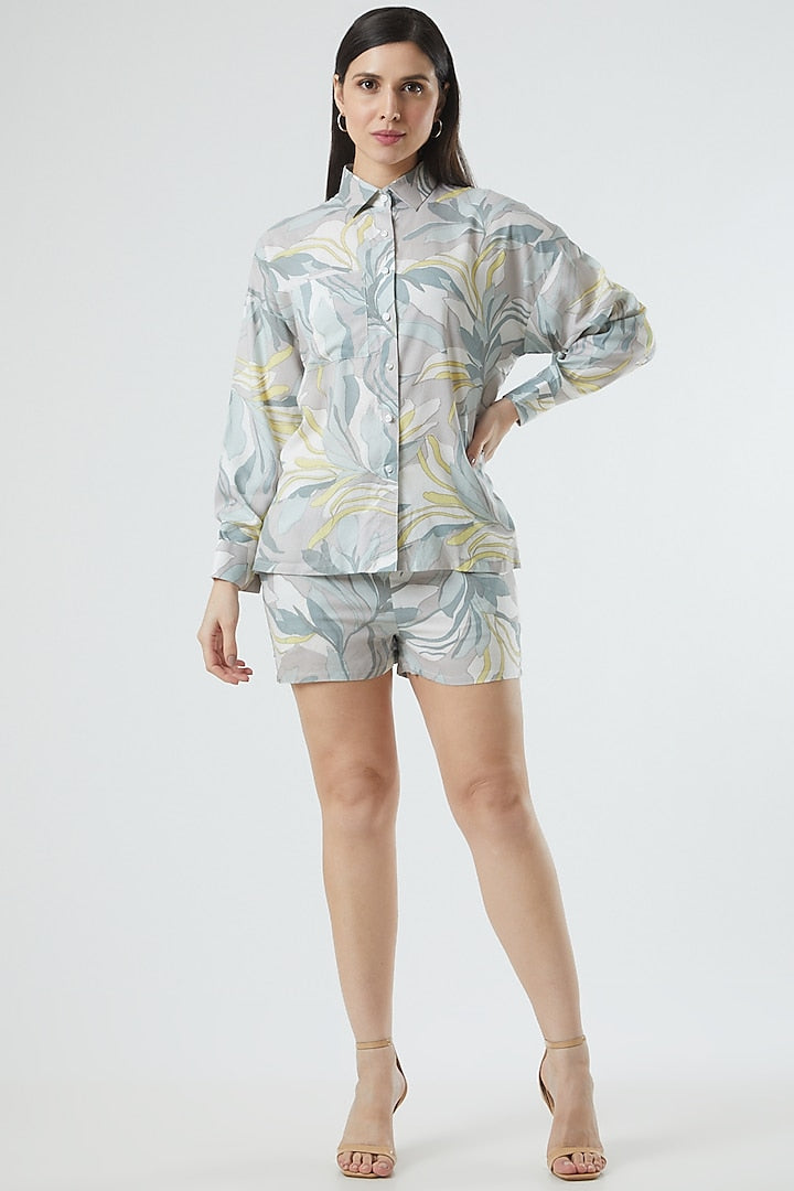Grey Floral Printed Shirt