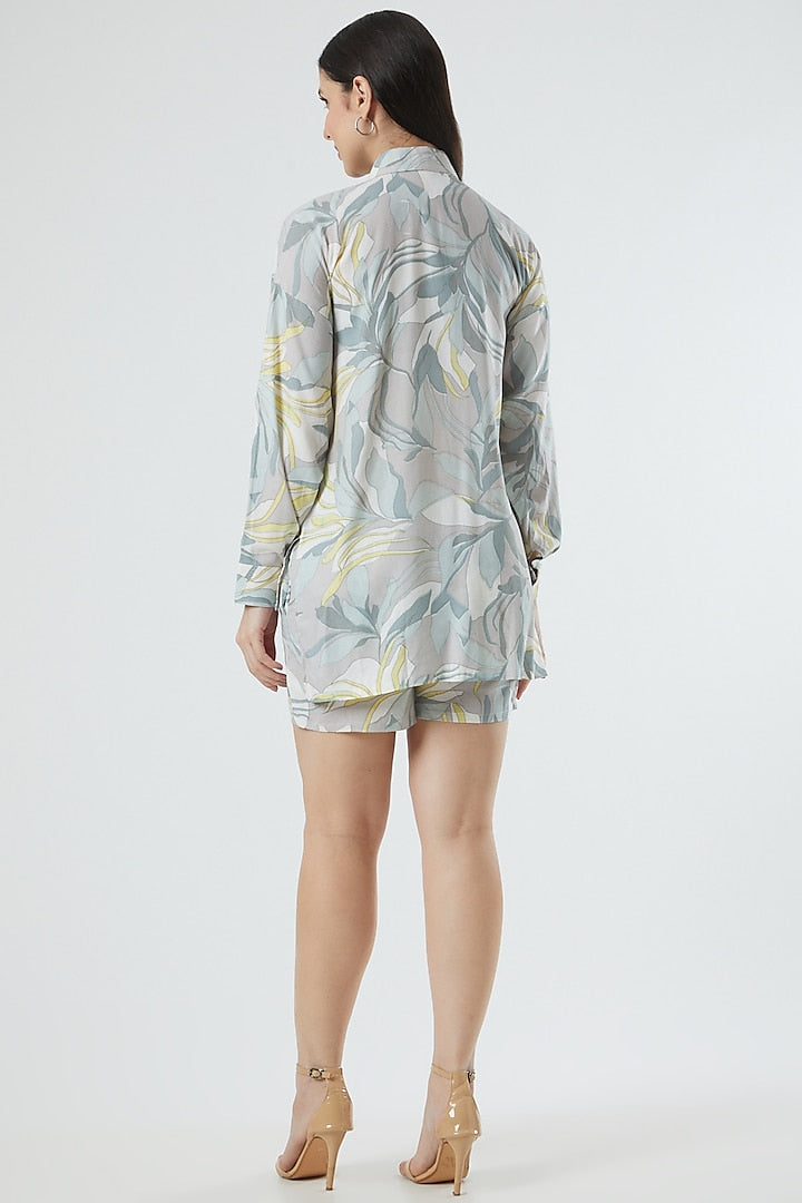 Grey Floral Printed Shirt