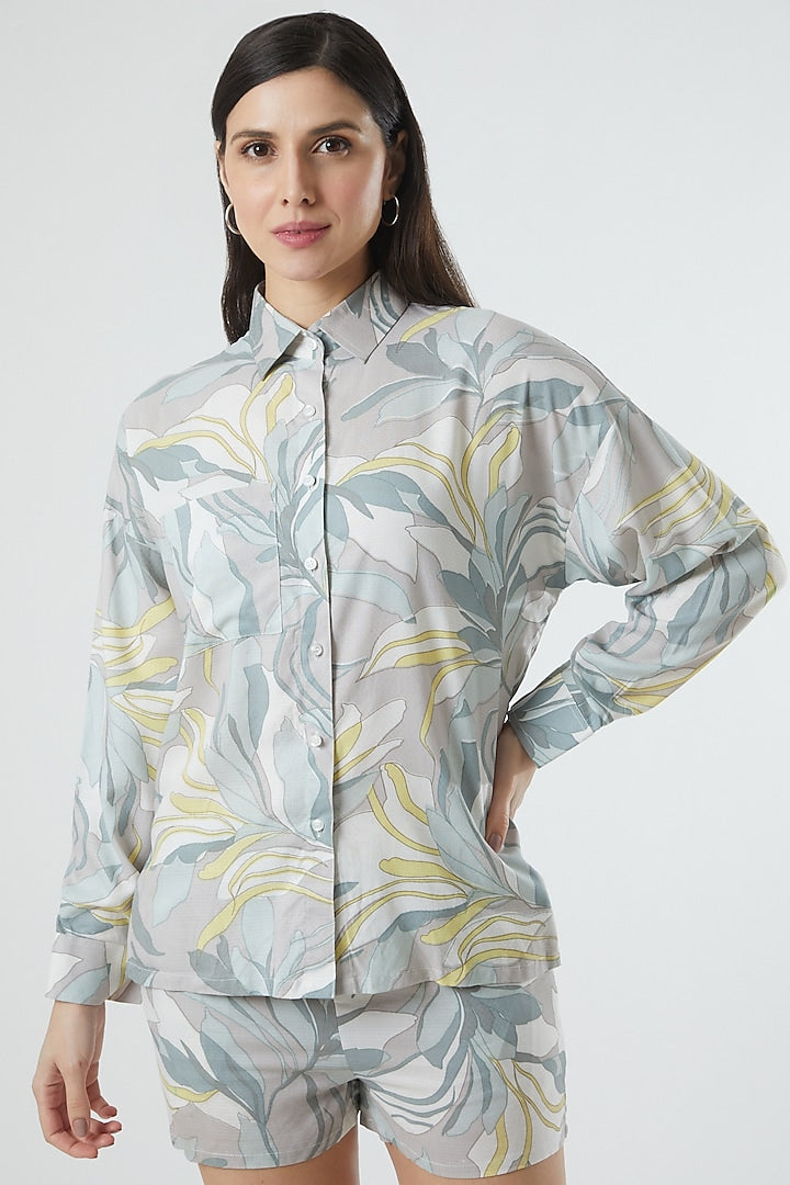 Grey Floral Printed Shirt