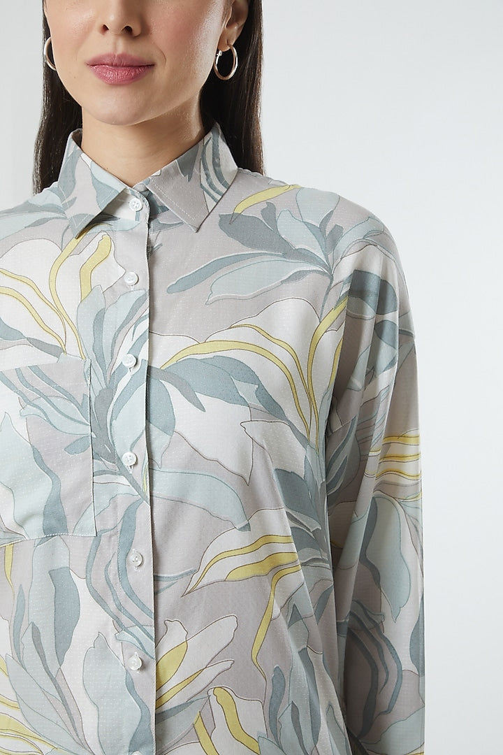 Grey Floral Printed Shirt