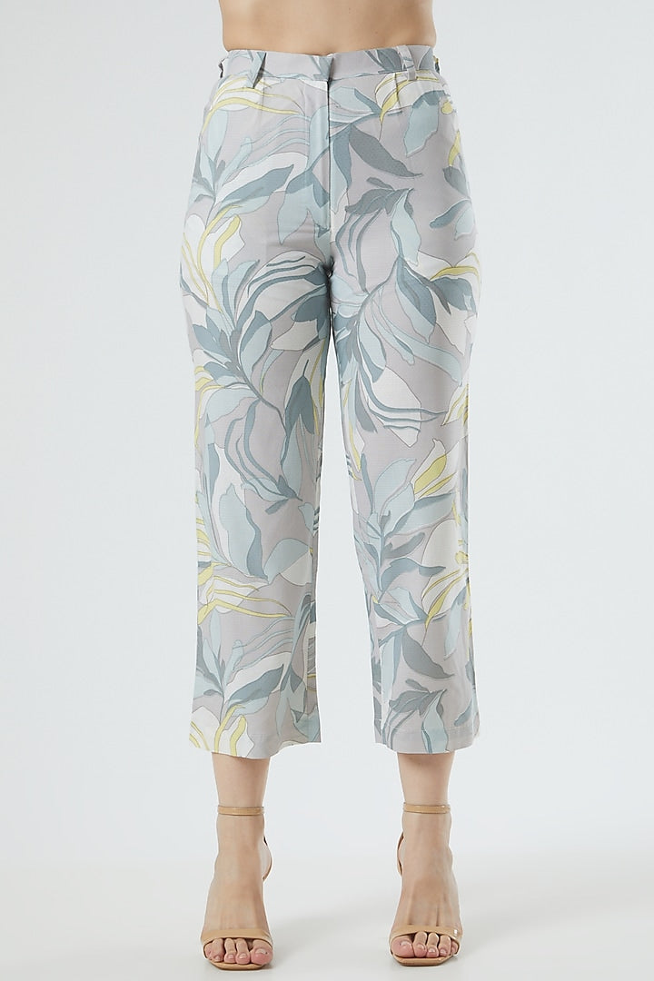 Grey Floral Printed Pants