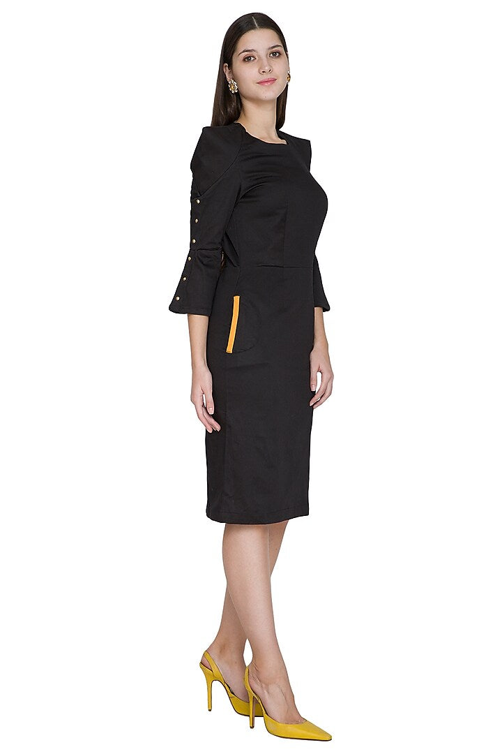 Black Knee-Length Embellished Dress