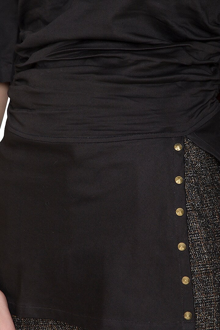 Black Embellished Waist Slit Top