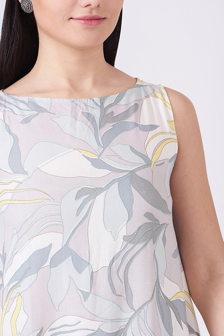 Grey Floral Printed Maxi Dress