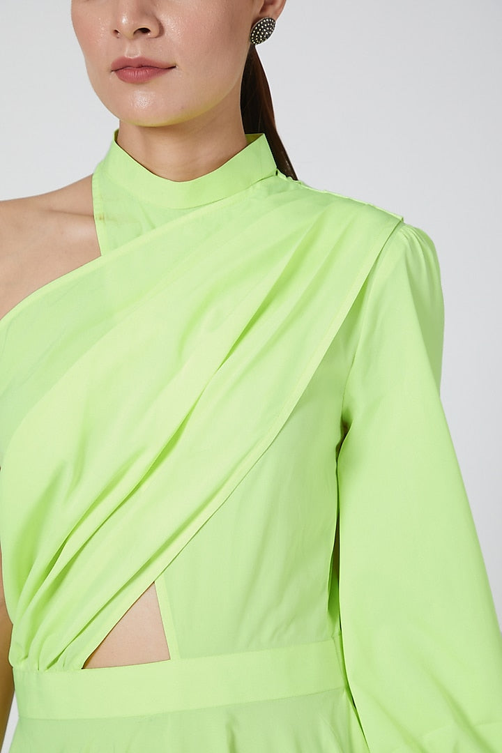 Neon Green One-Shoulder Dress