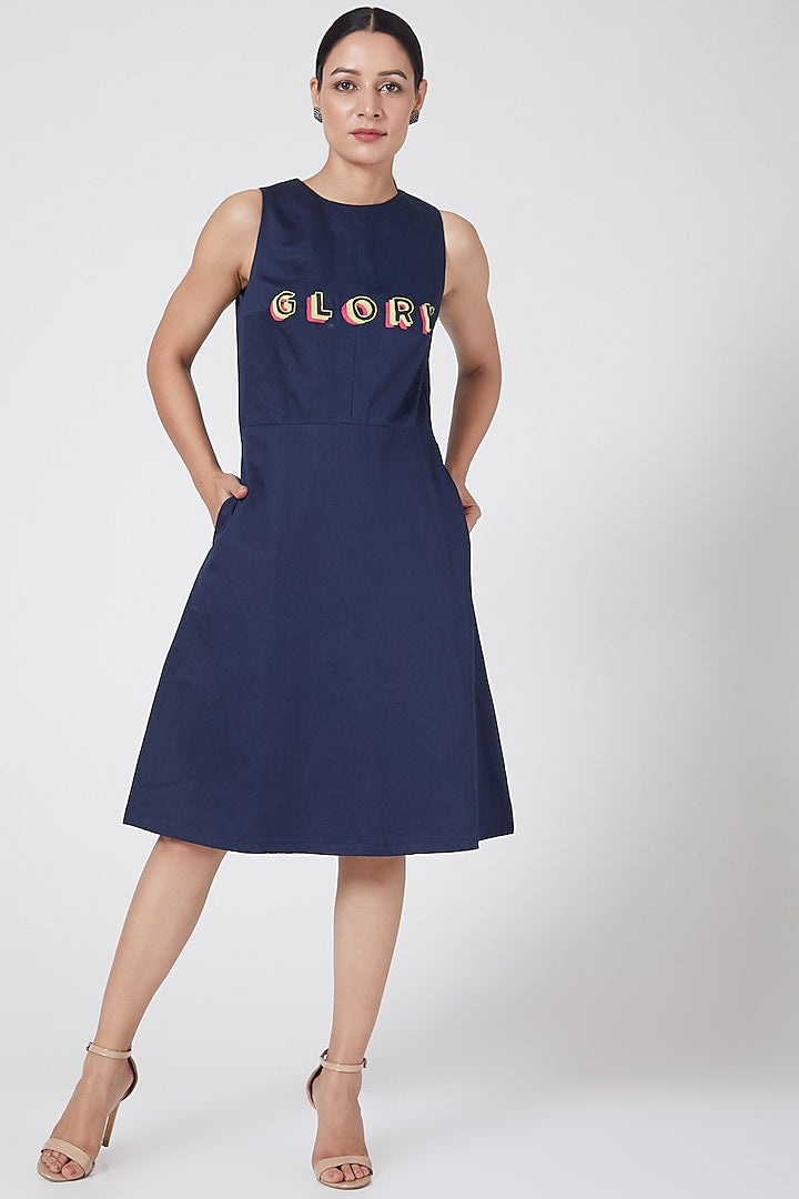 Midnight Blue Embroidered Dress