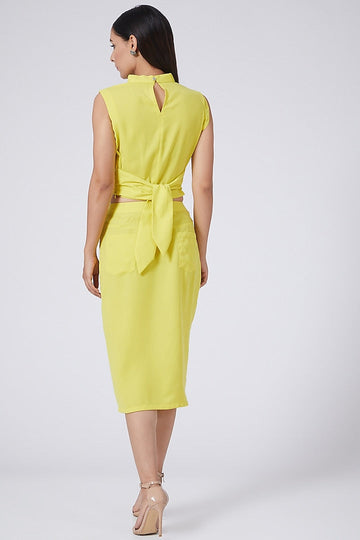 Yellow Pencil Skirt With Slit