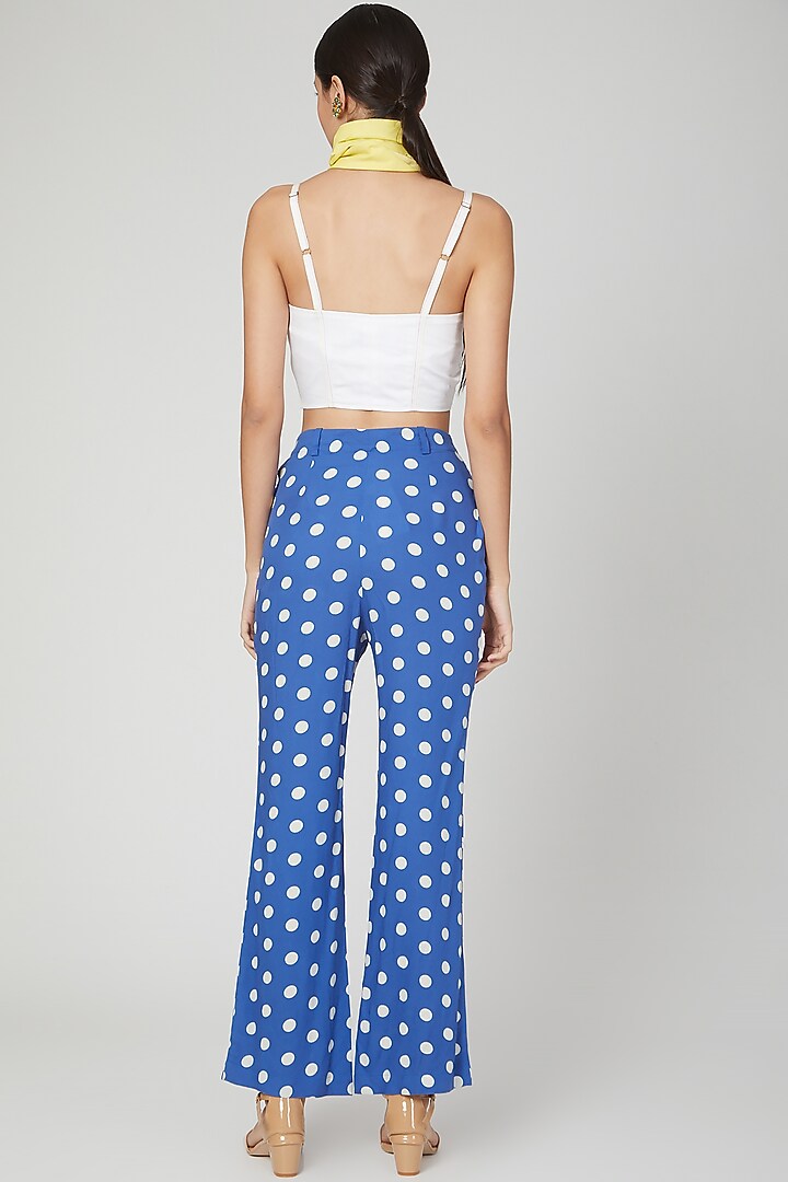 Blue & White Straight Fit Trousers