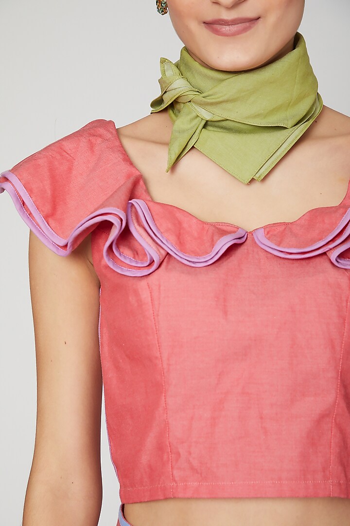 Rose Pink Ruffled Bustier Top