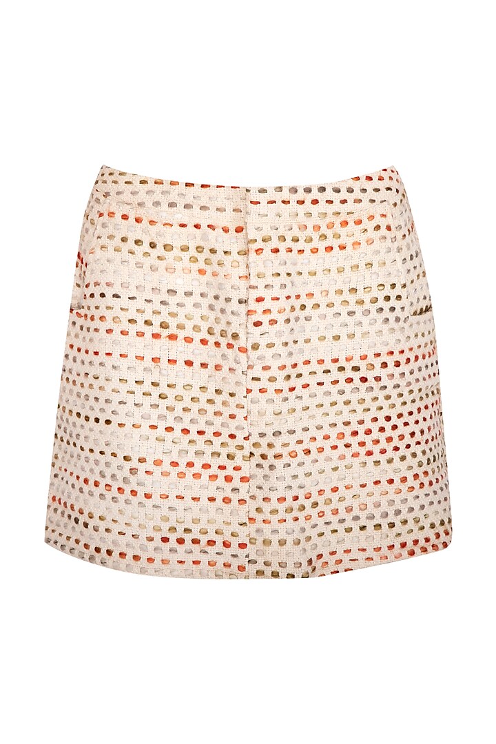 Cream Handloom Mini Skirt