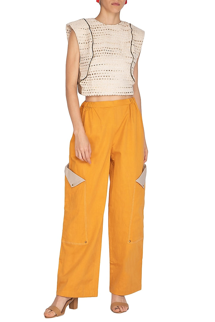 Ochre Pants With Exaggerated Pockets