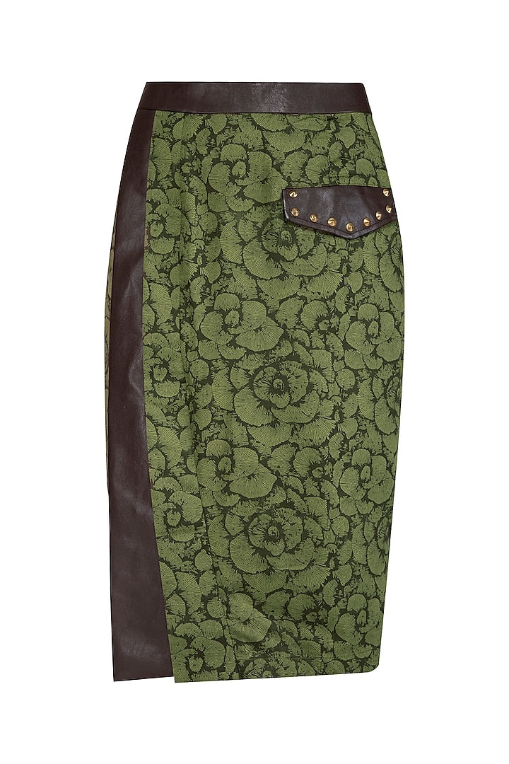 Olive Green Printed Skirt