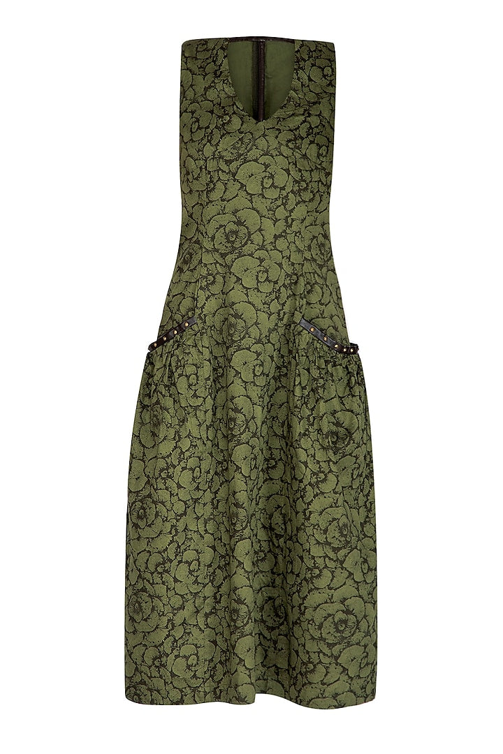 Olive Green Digital Printed Dress