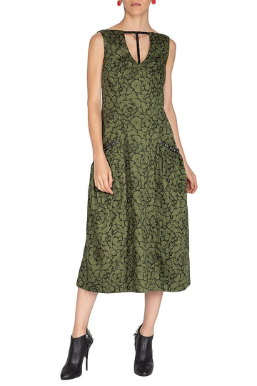 Olive Green Digital Printed Dress