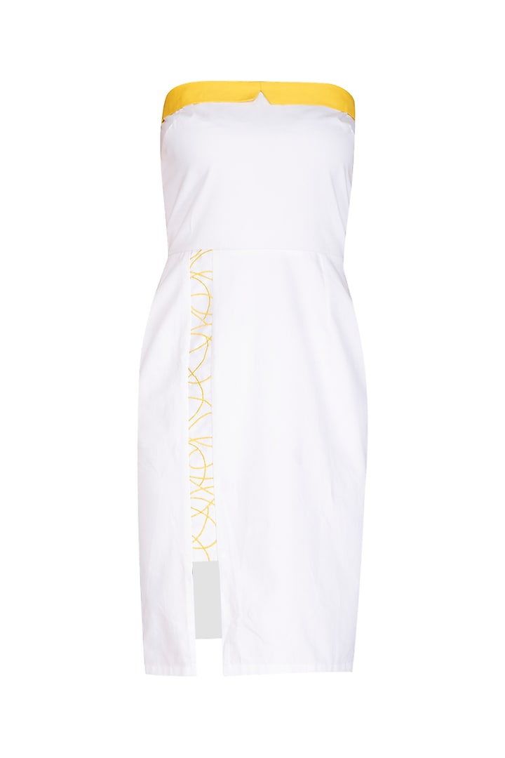 White Embroidered Tube Dress
