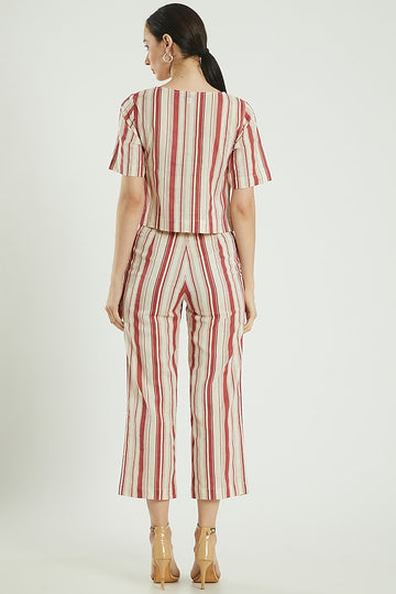 Red Striped Linen Cotton Top