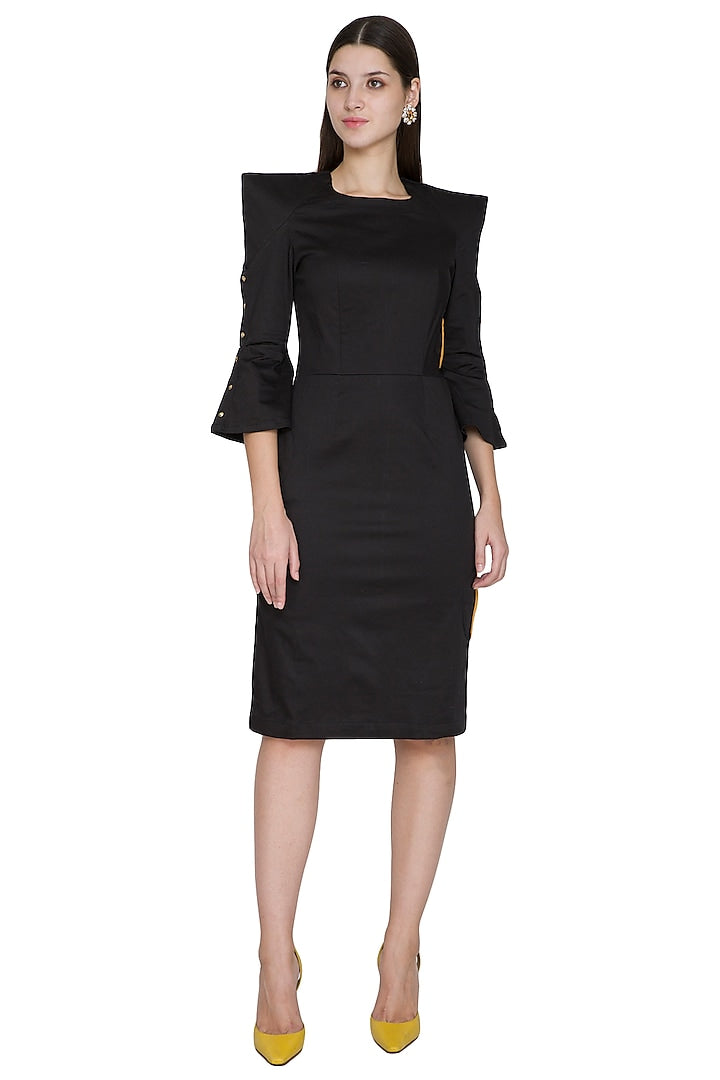 Black Knee-Length Embellished Dress